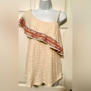 Lucky Brand Off-Shoulder Top with Multicolor Trim